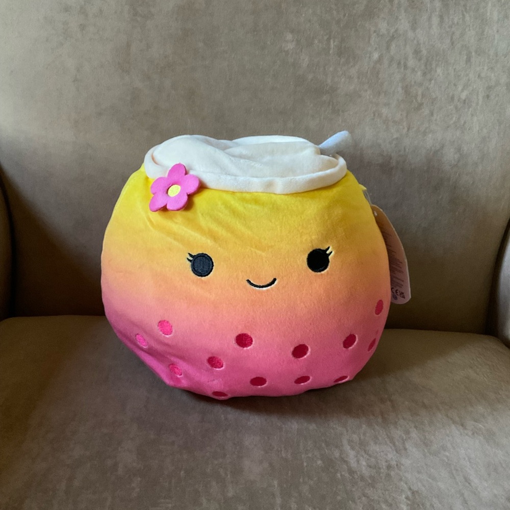 Bergit Squishmallows Yellow and Pink Stuffed Animal